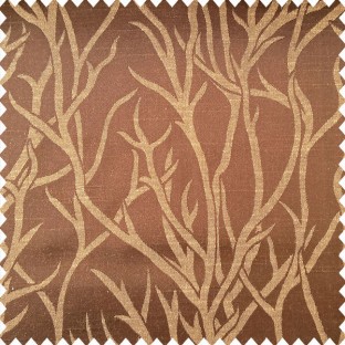 Chocolate brown gold color natural designs texture finished surface sea plants flowing pattern polyester main curtain
